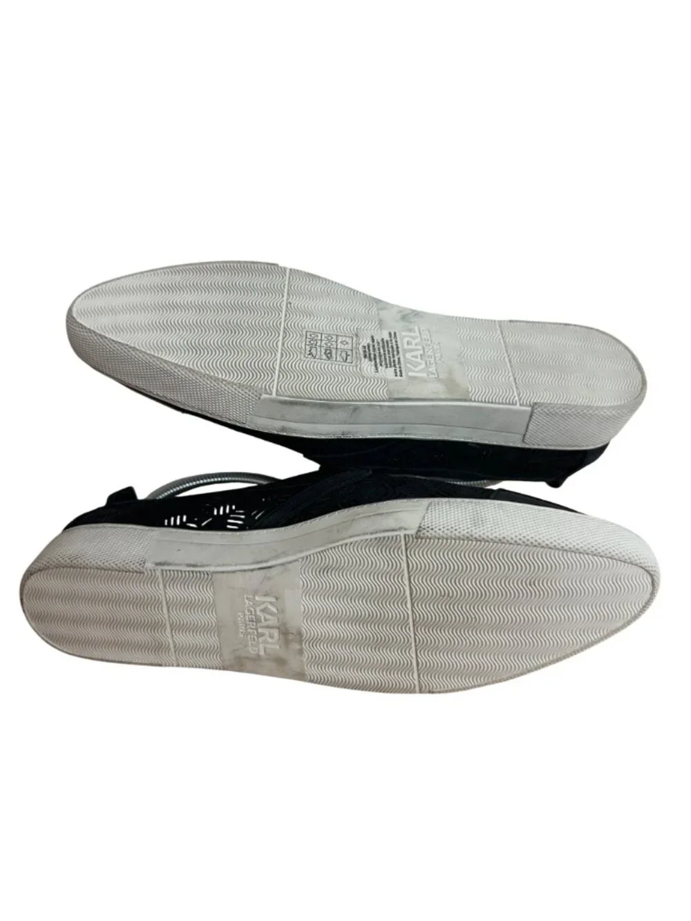 Karl Lagerfeld Paris  Size  8M Black Women's Laser Cut Slip-On Sneakers